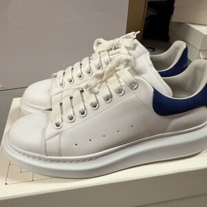 Alexander McQueen White Sneakers with Blue Heel